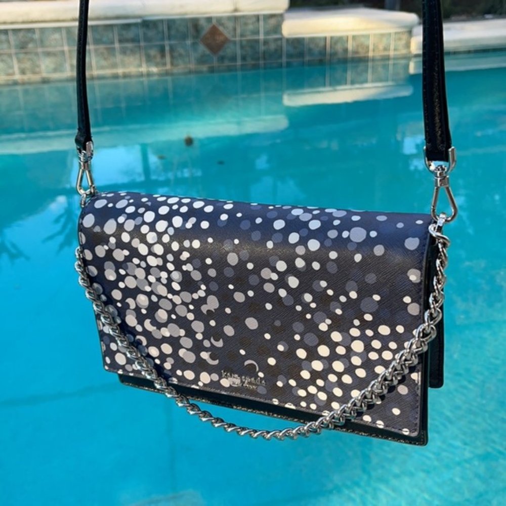 Kate Spade Cameron Convertible Crossbody Black with Multi-Colored Dots - Picture 12 of 16